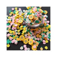 Tranches d'argile florale, fleurs mélangées, non comestibles, paillettes à thème printanier, paillettes en argile polymère pour la décoration des ongles, shaker et slime