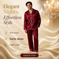 Ensemble de pyjamas en soie pour couples, pyjamas en satin à manches longues pour couples, vêtements de nuit boutonnés, ensemble de pyjamas deux pièces