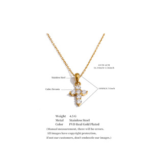JINYOU 3763 Hochwertige exquisite vergoldete Edelstahl kette Zirkonia Kreuz Anhänger Halskette - Product Image 6