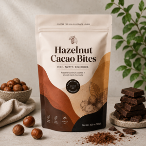 Sachets Doypack mats de qualité alimentaire avec fermeture éclair, imprimés sur mesure, refermables, pour morceaux de noisettes et de cacao - Product Image 1