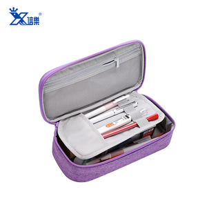 Vendite calde stampa personalizzata logo grigio viola penna cancelleria sacchetti di stoccaggio cerniera tessuto di grande capacità <span class=keywords><strong>astuccio</strong></span> per la scuola - Product Image 1