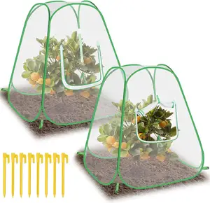 2 Pack Pest Guard Cover 22*22*23 Inch Pop Up Mesh Plant Cover Plant Protector With 8 Ground Stakes