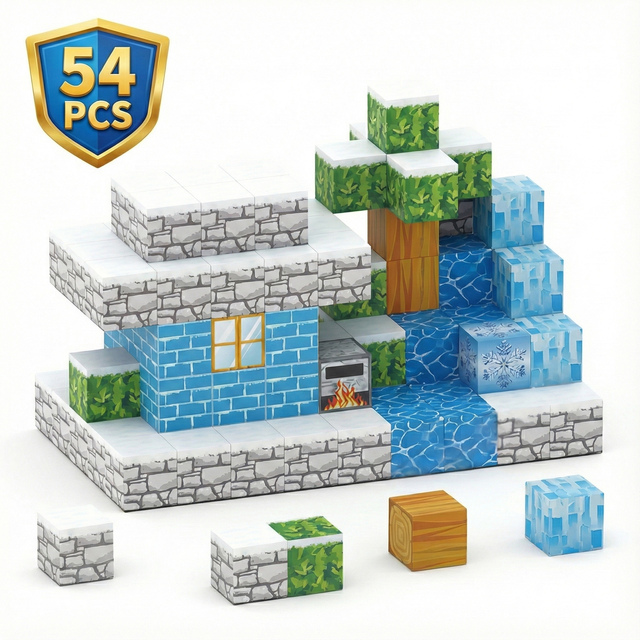 AiJH Lce Snow World Block Building Blocks Set Kids Puzzle House Building Mine Cave Underground Cube Building Blocks Toys