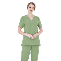 Uniforme à col en V Blouse Travailleurs de la santé Infirmière Uniforme Stretch Taille Scrubs Set Vêtements médicaux