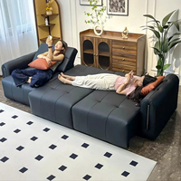 Sofá Cama Eléctrico de Lujo Moderno, Cuero Genuino, Multifuncional, Extensible, Plegable, Convertible, Nuevo Modelo para Sala de Estar