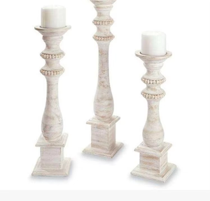 Portavelas de mango de madera Soporte hecho a mano para acogedoras mesas táctiles para el hogar Exhibiciones y vibraciones de boda de la India - Product Image 1