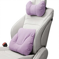 Coussin de soutien lombaire et appui-tête pour voiture de classe S en corne de bœuf avec suède de yacht et rembourrage en coton nuage, oreiller réglable pour le cou et le corps