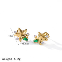 Dina Einzigartige Stern-Herz Edelstahl-Ohrringe 18K Vergoldet Luxuriöser Farbiger CZ-Besatz Eleganter Ohrschmuck