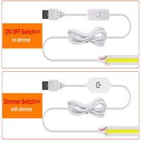 Tira de Luces LED COB USB de 5V con Interruptor Táctil, Cable de 8mm, PCB de 320 LED/M, para Habitación, TV, Espejo, Retroiluminación de Gabinetes