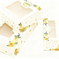 Boîtes d'emballage pour desserts à ouverture fenêtre, motif couronne de roses, modèle 2025, pour gâteaux, tartes aux œufs, sushis, en lot de 2, 4 ou 6 pièces