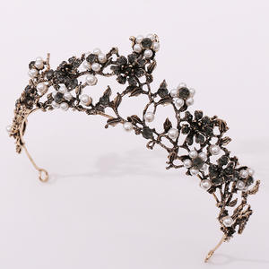 Diadème et couronne de mariée en strass noir baroque Miallo pour femmes, coiffure pour bal de promo, fête d'anniversaire - Product Image 5
