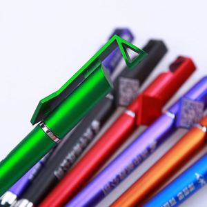 Personalized QR Code LOGO Custom Corporation Office Writing Black Gel Ink Stylus Pen square Clip <b>Phone</b> Stand Promotional Metal - Product Image 2