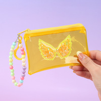 2024 populaire Transparent porte-monnaie porte-clés mignon papillon paillettes porte-clés Anti perte bracelet porte-clés