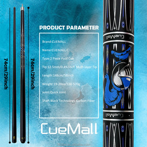 CueMall 19oz Carbon Fiber Snooker Billiard Cue 12.5mm Cue Head Low-Deflection Designed for Precise Hitting Excellent Feel - Product Image 4