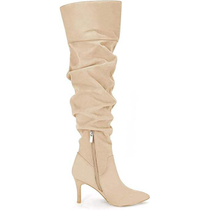 Mode femmes Sexy robe automne cuisse haute bout pointu Slouchy Stiletto talon haut sur le genou bottes longues chaussures - Product Image 1