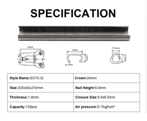 SC7C Pinza neumática de punta larga <span class=keywords><strong>para</strong></span> anillos C, <span class=keywords><strong>grapadora</strong></span> de anillos de cerdo y <span class=keywords><strong>grapadora</strong></span> de anillos de cerdo de 130 piezas, herramienta de clipado <span class=keywords><strong>para</strong></span> jaulas de alambre tipo C y resortes de colchón, pistola de clavos neumática - Product Image 2