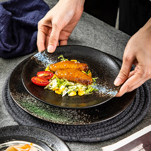 Assiette à dîner en céramique personnalisée à succès, 6 7 8 9 10 pouces, ronde, mate, en ardoise, <span class=keywords><strong>assiettes</strong></span> à steak pour la maison et les restaurants d'hôtels - Product Image 6