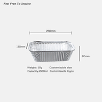Barquette alimentaire rectangulaire en aluminium jetable avec couvercle, résistante au four, qualité alimentaire, pour la restauration et les plats à emporter