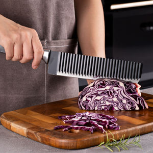 Ensemble <span class=keywords><strong>de</strong></span> 6 couteaux <span class=keywords><strong>de</strong></span> <span class=keywords><strong>cuisine</strong></span> pour gauchers, finition <span class=keywords><strong>de</strong></span> lame noire, manches en plastique durables antiadhésifs, emballage en boîte cadeau - Product Image 4