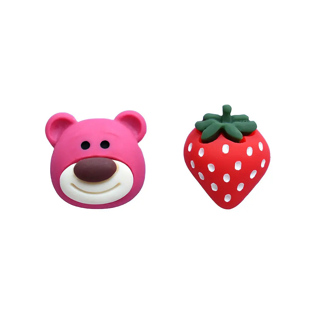 Pink Strawberry dan Strawberry beruang Flatback Resin pesona untuk Slime casing ponsel gantungan kunci DIY Kerajinan Dekorasi