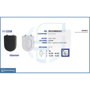 Couvre-siège de toilette de style moderne pour cuvette monobloc Cesame Sintesi, en bambou, en plastique PP, en résine d'urée, pour utilisation dans la salle de bain - Product Image 2