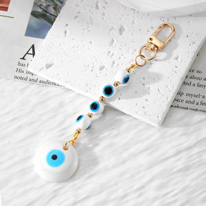 Vetro turco rotondo occhi malvagi perline portachiavi amuleto coppia ornamento appeso buon occhio malvagio portachiavi ciondolo portachiavi - Product Image 5