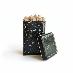 1.6L Terrazzo Black Square Metal <b>Storage</b> Tin 105 x 105 x 160 mm Food <b>Storage</b> & <b>Container</b> - Product Image 2