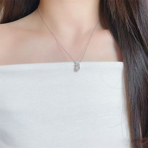 Collar con Colgante de Diamante Cultivado en Laboratorio en Oro Blanco de 18K para Mujer, Diseño de Ala de Mariposa, Corte Elegante, Cadena de Moda, Joyería Fina - Product Image 4