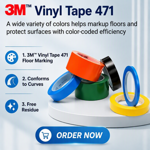 3M 471 ビニールテープ マルチカラー PVC フロアマーキング ラバー接着剤 厚さ0.14mm 曲線に沿って貼れる 簡単除去 - Product Image 1