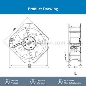 Ventilateur axial à roulement à billes pour armoire Rittal, modèle W2E200-HK86-01, 200 mm, 115 V CA, 0,58 A, 64 W, 2550 tr/min, pour équipement électrique et électronique - Product Image 4