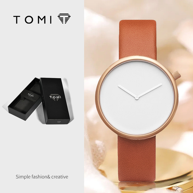 TOMI T078 Unisex Quartz Movement Watch Leather Strap Simple Minimalist Design Business Casual Wristwatch Fashion Watch