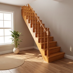 Escalera Recta <span class=keywords><strong>de</strong></span> Esquina Prefabricada <span class=keywords><strong>de</strong></span> <span class=keywords><strong>Madera</strong></span> Sólida, Diseño Moderno, <span class=keywords><strong>Escaleras</strong></span> en Venta - Product Image 1