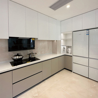 Meubles de cuisine en bois avec rangements intégrés et design créatif, ensemble d'armoires en bois à assembler soi-même pour la maison