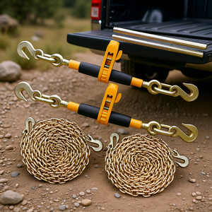 Tensor de cadena con trinquete Db Wholesale, gancho en S de 5/16 pulgadas y 3/8 pulgadas, resistencia a la rotura de 7100 libras, acero, para asegurar carga en remolques de vehículos - Product Image 2