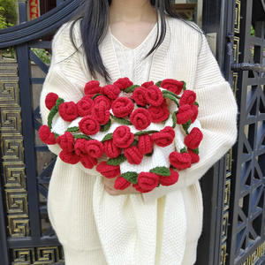 Couverture JN en <span class=keywords><strong>crochet</strong></span> faite à la main avec rose tournesol, tapis tricoté à fleurs couvre-<span class=keywords><strong>lit</strong></span> avec bouquet de fleurs - Product Image 5