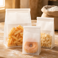 Sachets givrés à fond plat avec fermeture à lien métallique pour frites, poulet frit, beignets, pop-corn, emballage alimentaire, logo personnalisé, vente en gros