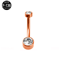 Bijou de piercing au nombril en titane 14g à filetage interne avec double bijou