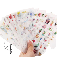 6 feuilles/paquet d'autocollants en papier écologiques à motifs de dessins animés mignons, animaux, fruits, papillons, plantes, impression numérique, vernissage brillant pour la maison