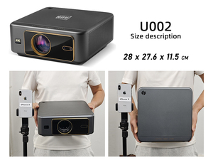 Top LED chiếu U002 Android 12 3 + 32GB tự động lấy nét 3D rạp hát mini Full HD LED giáo dục sử dụng 3D 4K videoprojector rạp chiếu phim tại nhà - Product Image 2