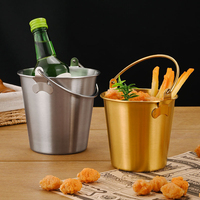 Seau à glace en acier inoxydable 304 de qualité alimentaire, style coréen, pour bière, vin, snacks, frites, fêtes et bars