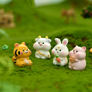 Cute Mini Animal Resin Figurine <b>Miniatures</b> Tiger Pig Dog Monkey Cattle Charm Ornaments for Landscape Decorations DIY Accessories - Product Image 3