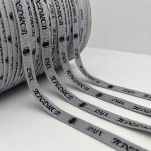 PANO çift yüz dimi çevre dostu % 100% pamuk şerit 1cm balıksırtı desen özel Logo baskılı toptan - Product Image 3