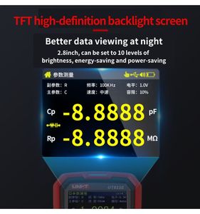 UT622 Medidor <span class=keywords><strong>LCR</strong></span> Digital Inteligente Portátil Trifásico, Testador Multímetro Elétrico, Capacímetro de Alta Precisão <span class=keywords><strong>10kHz</strong></span>, Tela TFT de 2.8 polegadas - Product Image 6