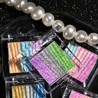 Palette d'ombres à paupières carrées multichromes effet duo-chrome scintillant, dégradé arc-en-ciel métallique, marque privée