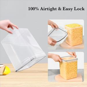 Lot de 2 contenants de stockage hermétiques en PP de qualité alimentaire de 9,5 L avec couvercles à rabat pour spaghetti, pâtes, farine, sucre, céréales – Design transparent visible - Product Image 2