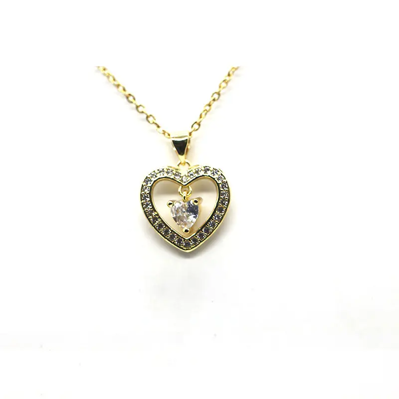 Joyería de moda 18K chapado en oro de acero inoxidable collar de corazón Fabricante al por mayor collar Colgante encanto para regalo