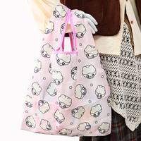 Sac fourre-tout en nylon personnalisable, extensible, pliable, lavable, recyclable, motif de dessin animé, bandoulière, réutilisable pour les courses