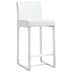 Tabouret de bar Blake en acier inoxydable blanc argenté ou blanc doré, robuste, pour bar à domicile ou salle à manger - Product Image 2