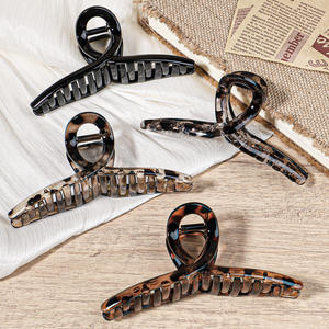 Pinza de Pelo Vintage con Estampado de Leopardo, Diseño Cruzado Grande, Pinza de Pelo con Puntos, Accesorio de Pelo Elegante de Plástico Brillante - Product Image 1