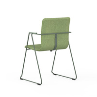 Chaise d'appoint moderne empilable avec base en traîneau et assise en tissu pour bibliothèque et salle d'étude, polyvalente, gain de place, mousse haute densité